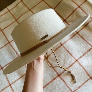 Gigi Pip - Wren Flat Brim Telescope Crown Hat ( Off White ) XS